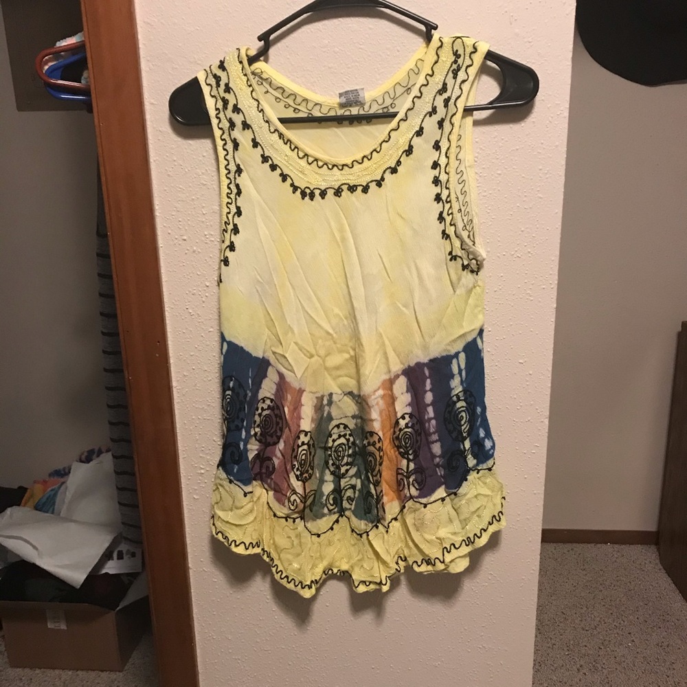 Yellow tie dye top
